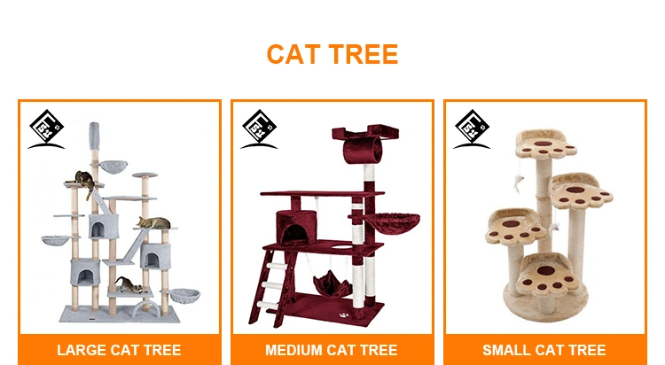 Light Grey Cat Tree Multilevel Cat Climbing Tower with 2 Condos/2 Scratching Balls/3 Scratching Posts/Ladder, Navy Blue