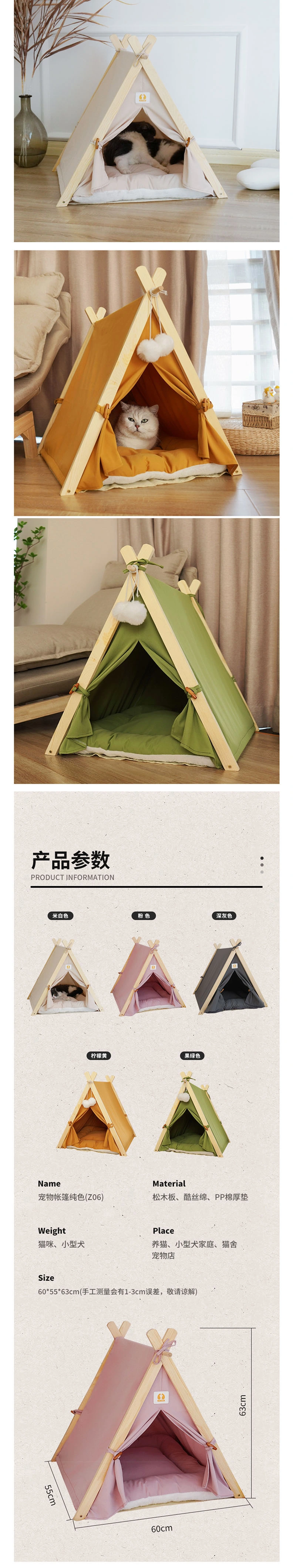 Pet Teepee Dog Canvas Cat Bed Portable Dog Teepee Tents Washable Pet Houses